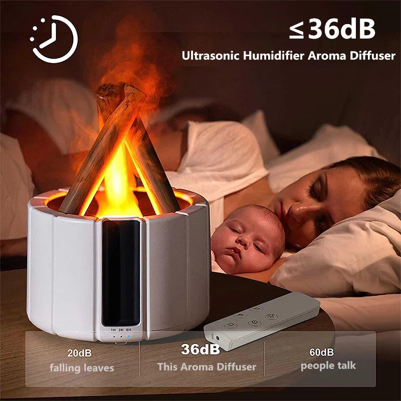 H9 Fernbedienung USB Luftbefeuchter Aroma Diffusor Ultraschall Lagerfeuer Flammenlicht Ätherische Öl Duft Parfüm Maschine