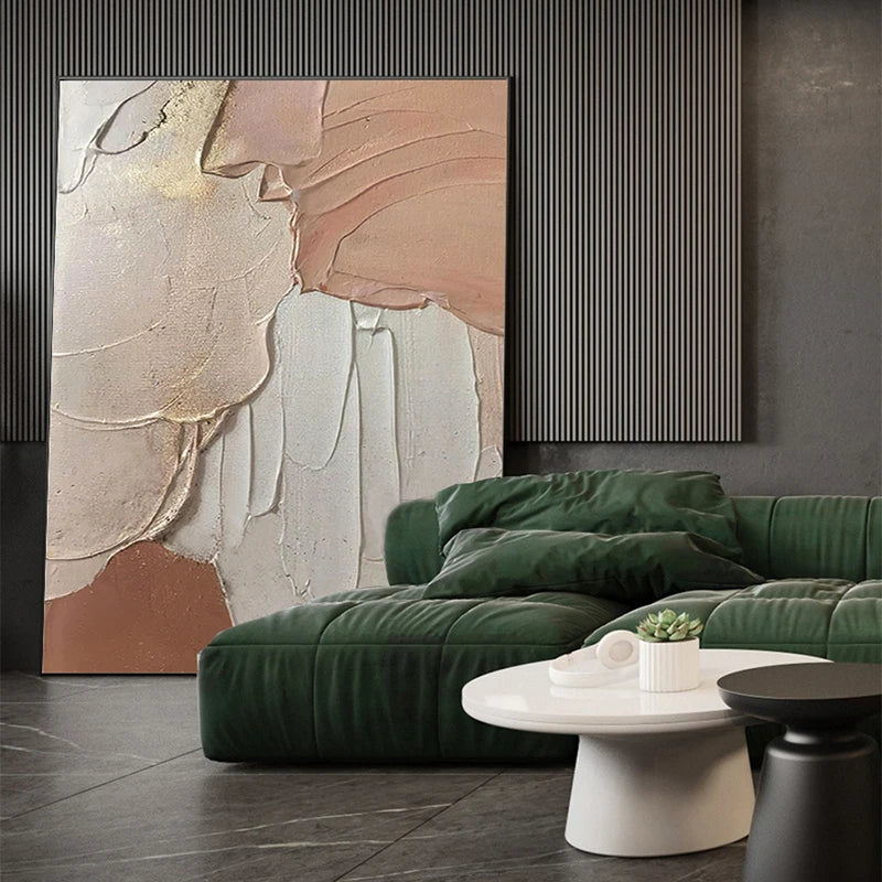 100% Handgefertigtes Neues Abstraktes Großes Braun Gemälde mit Dickem Messer auf Leinwand - Wandkunst für Wohnzimmerdekoration