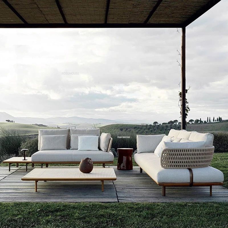 Das elegante Seil gewebt, um Outdoor-Gartenmöbel wie Villa Patio zu schaffen. Sunproof Outdoor Teak Couchtisch Set