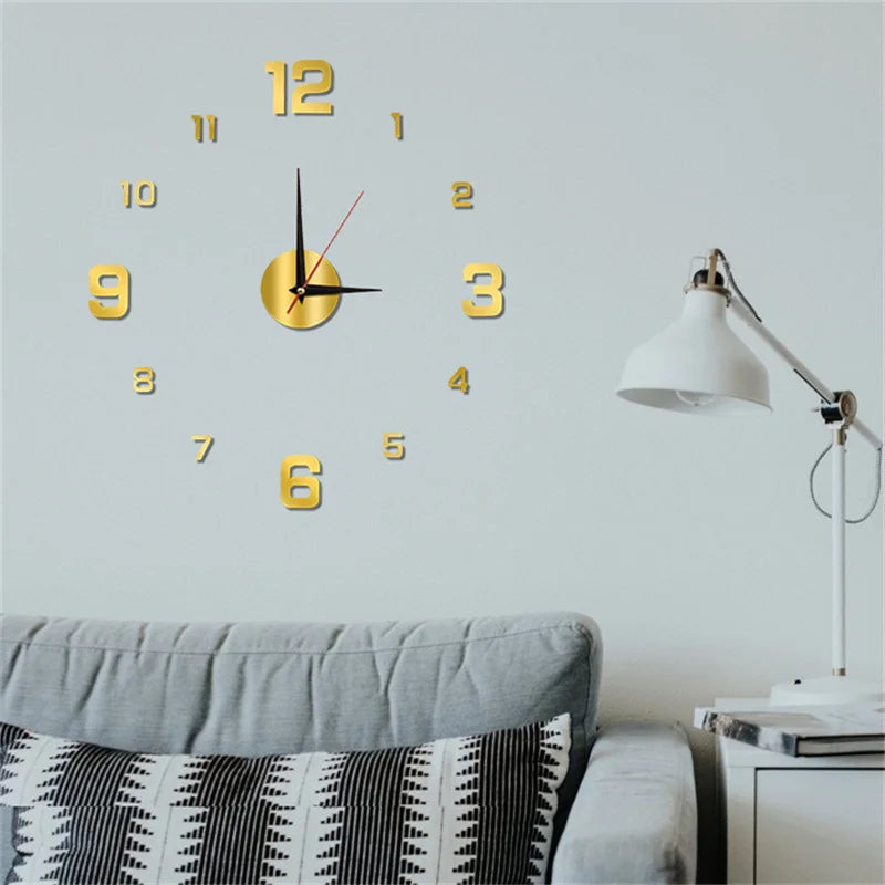DIY 40cm/16 Wanduhr Spiegelaufkleber Uhr für Zuhause, Büro, Hotel, Restaurant, Schuldekoration