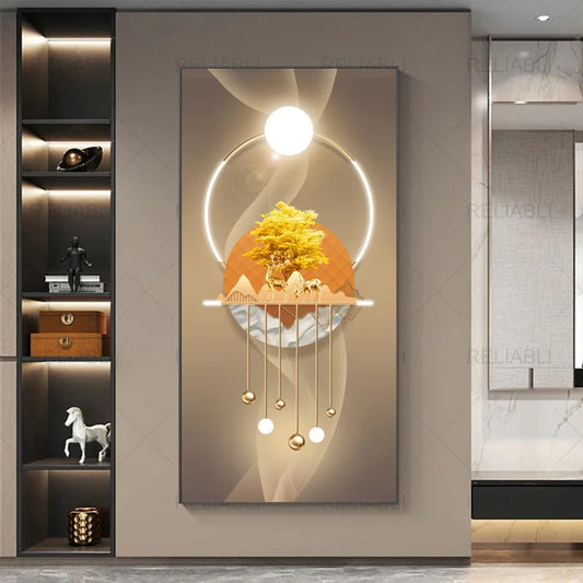Modern Goldener Baum Hirsch Poster für Wohnzimmer Heimdekoration