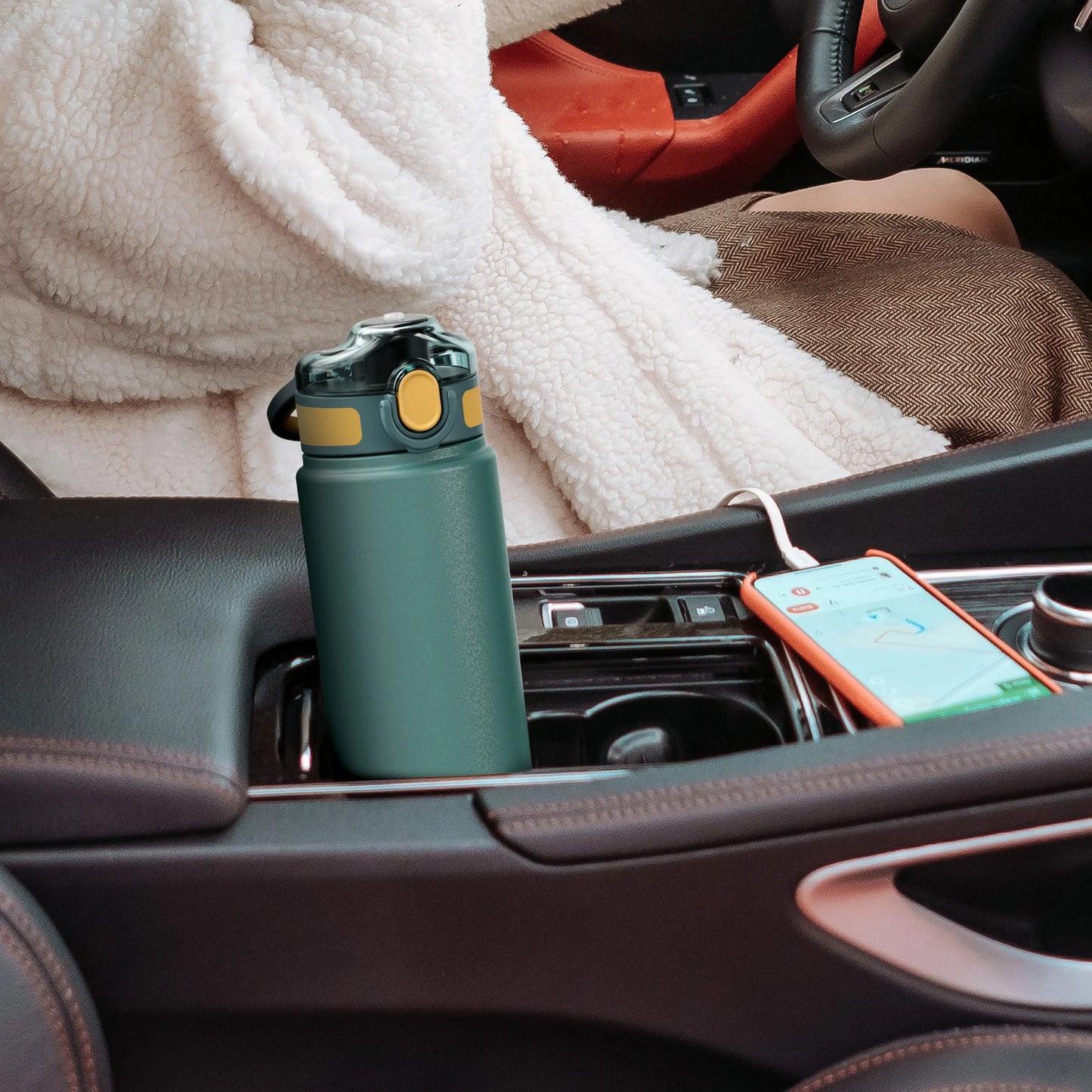 Thermosflasche mit Strohhalm 600ml 720ml Edelstahl Thermobecher Auto Isolierte Flasche Wasser Becher für Outdoor Sport